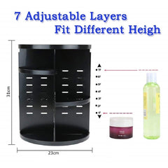 SYGA 360 Degree Rotating Makeup Organizer and Storage Box Adjustable Multi-Function Rack Cosmetic Case(Black)