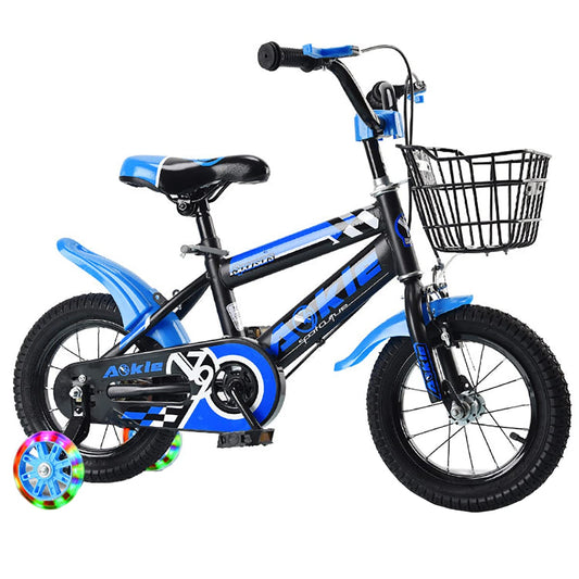 SYGA Bicycles for Kids 3-6 Years Children's Front Basket Bicycle Magnesium Alloy (Premium-Blue, 14 INCH)
