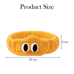 MOMISY Spa Headband for Women, Washable Facial Band, Elastic Hair Band, Makeup Wrap (VelcroEye Yellow, Free)