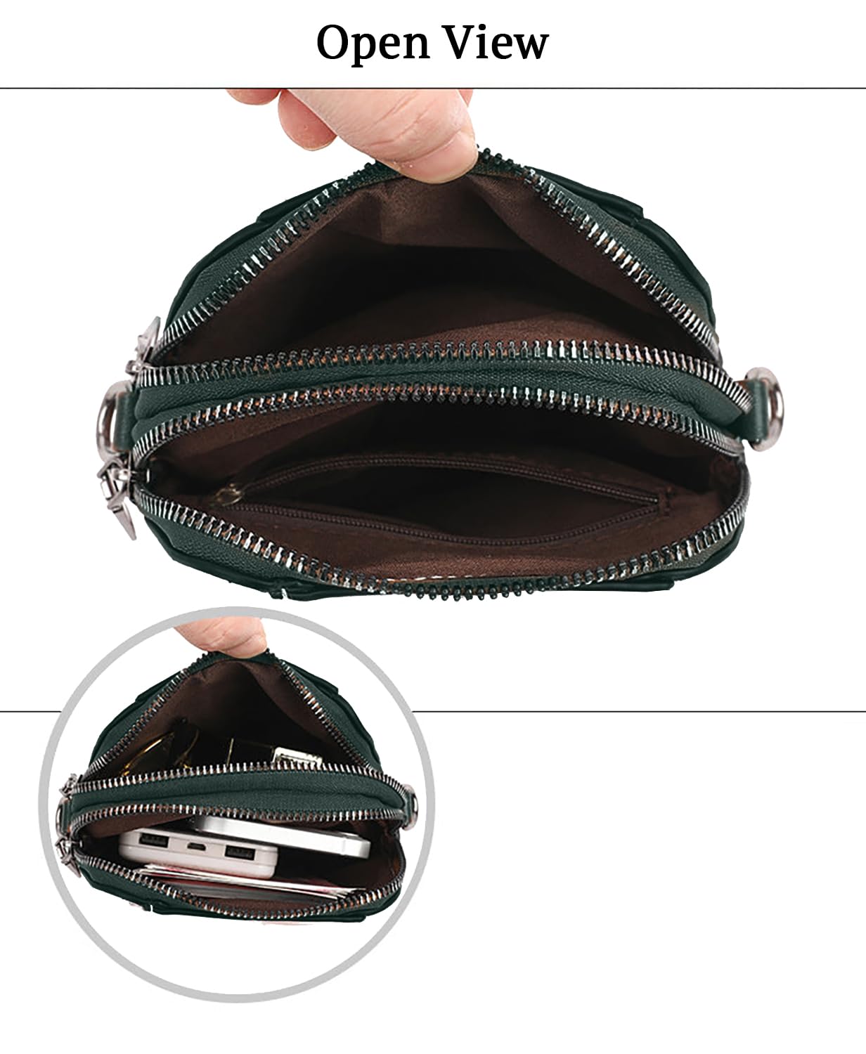 SYGA Women's Soft Leather Crossbody Mini Small Bag Fashion Vertical Style Small Mobile Phone Bag(Dark Green)