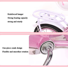 SYGA Princess Bicycles for Kids 4-7 Years Children's Basket Bicycle Magnesium Alloy (16INCH, Pink)