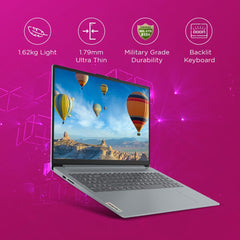 Lenovo IdeaPad Slim 3, 12th Gen Intel Core i5-12450H (16GB LPDDR5, 512GB SSD), Anti-glare, FHD 15.6"(39.6cm), Win 11, Office Home 2024, Arctic Grey, 1.62Kg, 83ER00MDIN, Thin & Light, Backlit KB Laptop