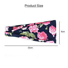MOMISY 4Pcs Headbands for Women Yoga Running Sports Hiking Hairband Elastic Non Slip Sweat - Navy Blue, Multi, Blue Garden, Navy Blue Floral