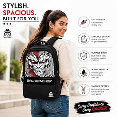 HACKER Laptop Backpack for Men & Women | Stylish Spider Printed Backpack | Durable School, College & Office Bag | Spacious Travel Backpack with Padded Laptop Compartment & Adjustable Straps