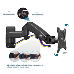 SYGA NB F150 Monitor Wall Mount Bracket, Full Motion Single Arm for 17-35 Inch Screens, 3-12kg Load Capacity, Black