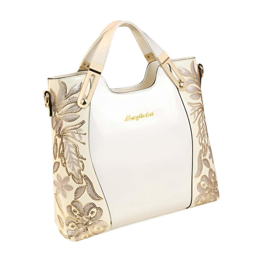 SYGA Women's Elegant Polyester Tote Bag – Beaded Vertical Square Shoulder Handbag with Zipper Closure