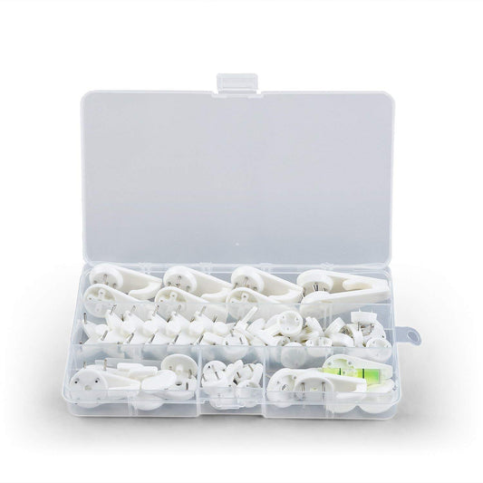 SYGA Set of 39 Plastic Hooks Wall Picture-Hanging Hooks-White(Pack of 1)