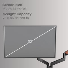Flowlyf Black Dual Wooden Texture Premium Gas Spring Monitor Arm | 17-32" Screen Monitor VESA Mount | Height Adjustability | 360 Degree Rotation |Easily Hold Upto 8KG Weight Each |2 Way Wire Manager