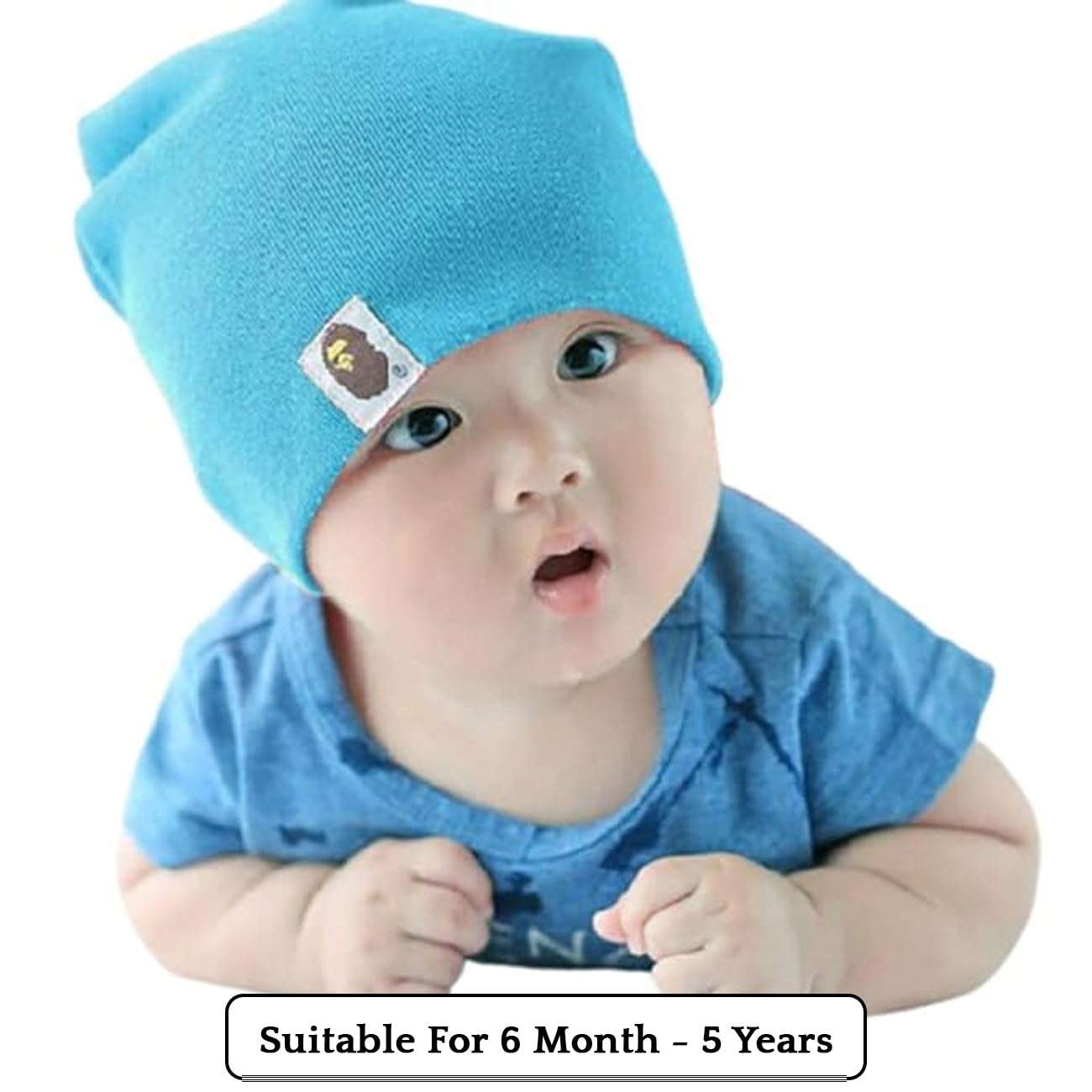 SYGA Unisex Cotton Cap Knitted Baby Cap Piece PlainCap_Black_S 6M - 5YEARS