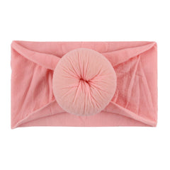 SYGA Pack Of 2 Baby Headbands Soft Cotton Strechable Turban Hairbands For Newborn Infant Toddlers Kids 0-3 Years (Pink-Grey)