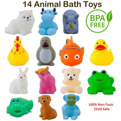 SYGA Pack of 14 Chu Chu Bath Toys for Baby Non-Toxic Toddler Set Multi Color