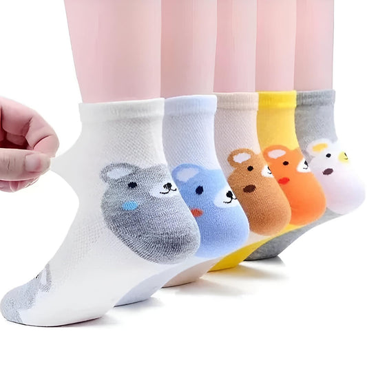 MOMISY 5 Pairs Baby Girl Boys Tube Socks Toddlers Infant Solid Color Boat Spring and Autumn Socks Stretch Baby Sock - Multicolor (IN, Age, 3 Years, 5 Years, Bear)
