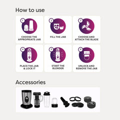 Wipro Elato FCB 105 Countertop Blender | 400 Watts Powerful Copper Motor | 3 Unbreakable Jars | Juicer Jar with Filter | Smoothie Making Blender | 3 Stainless Steel Blades | 2-Year Warranty