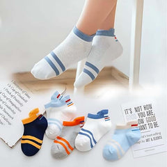 MOMISY 5 Pairs Tube Socks for children Toddlers Infant Baby Girl Boys (2Striped, 9 Year to 12 Year)