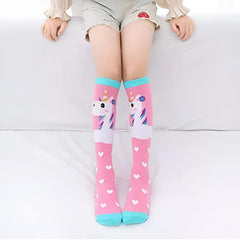 MOMISY 3 Pairs of kids girls Spring Winter And Autumn Combed Cotton Long Tube Knee-High Socks Suitable Age of 3 to 12 Years (IN, Age, 3 Years, 12 Years, 3, 01)