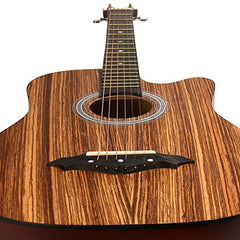 Juârez Acoustic Guitar Kit, JRZ38C/BK 38 Inch Cutaway, 038C with Bag, Strings, Pick and Strap, Black