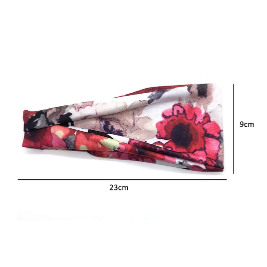 MOMISY 3Pcs Headbands for Women Yoga Running Sports Workout Hiking Hairband Elastic Non Slip Sweat for Girls- Black Peach Red Flower