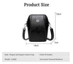 SYGA Women's Soft Leather Crossbody Mini Small Bag Fashion Vertical Style Small Mobile Phone Bag(Black)
