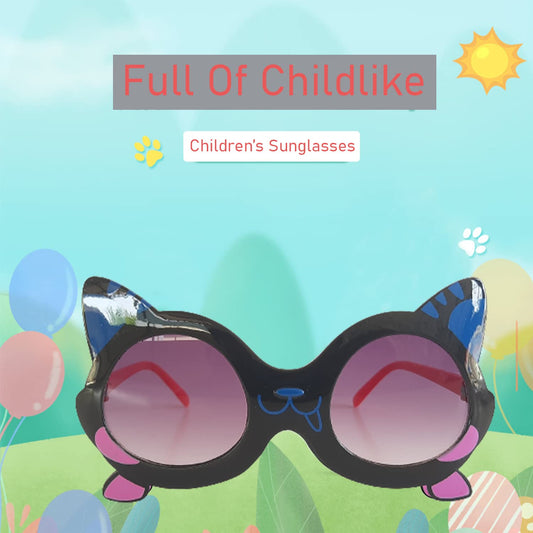 SYGA Children's Cute Cat Goggles Girl Baby Uv Protection Glasses Baby Children's Polarized Sunglasses - Black