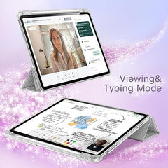 ProElite Case for iPad Air 11 Inch M4/M3/M2 2026/2025/2024, iPad Air 10.9 inch 5th/4th Gen & iPad Pro 11 inch 4th/3rd Gen 2022 case Cover, Transparent Smart Flip Cover with Pencil Holder, Lavender