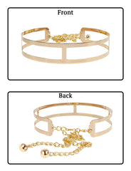 SYGA Women's Chain Simple Style Clothing Body Wide Chain Hollow Waist Big Waist Metal Belt(Golden)