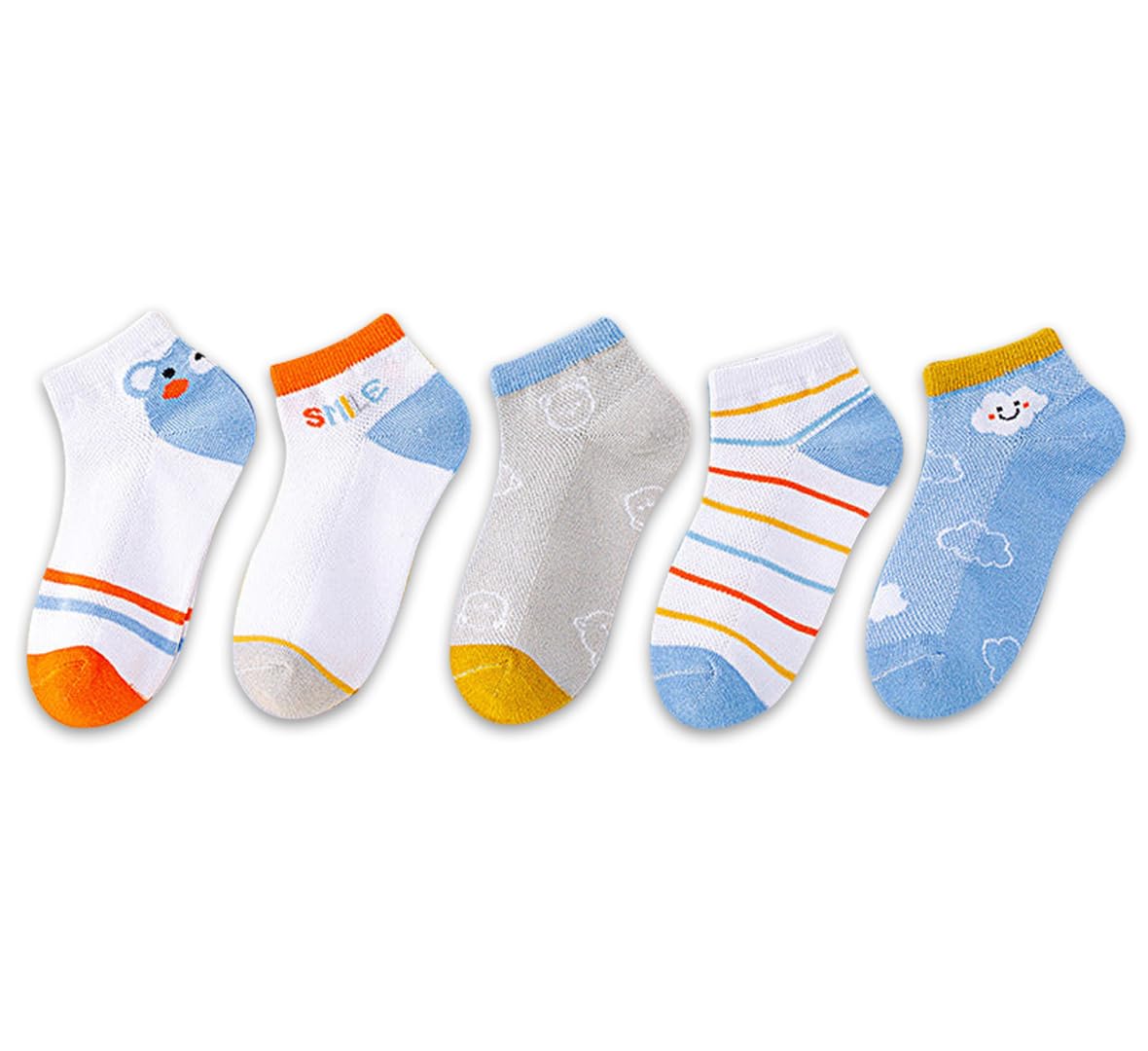 SYGA 5 Pairs Baby Girl & Baby Boy Socks, Toddlers Kids Socks Cotton Stretch Crew Socks with Cloud Design, Suitable for 3 to5 Years baby