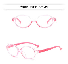 SYGA Children's Anti-Blue Light Eyeglasses Round Frame For Unisex kids 4-12 Years old(Transparent purple frame purple legs/transparent)