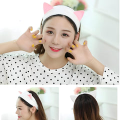 MOMISY Elastic Women's Lovely Hair Band Wash Face Spa Headband-Washable Facial Band Makeup Wrap Headbands Fits All Head Sizes (Red White-White Pink)-Set of 2