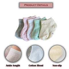 MOMISY 5 Pairs Baby Girl Boys Tube Socks Toddlers Infant Solid Color Ankle Socks Stretch Baby Socks-4Dots-1 to 3 Years