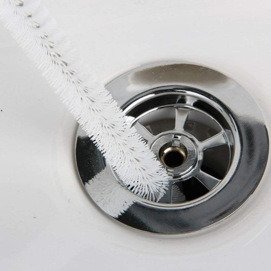 Syga Flexible Iron and Plastic Water Pipe Drain Long Hair Bath Plug Overflow Unblocker Stick Sink Cleaning Brush (45 cm, White)