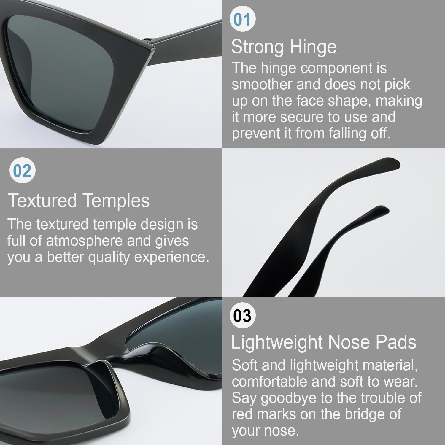 SYGA Square Cat Eye Sunglasses for Women Fashion Oversize Cateye Classic Women Sunglasses (Black)