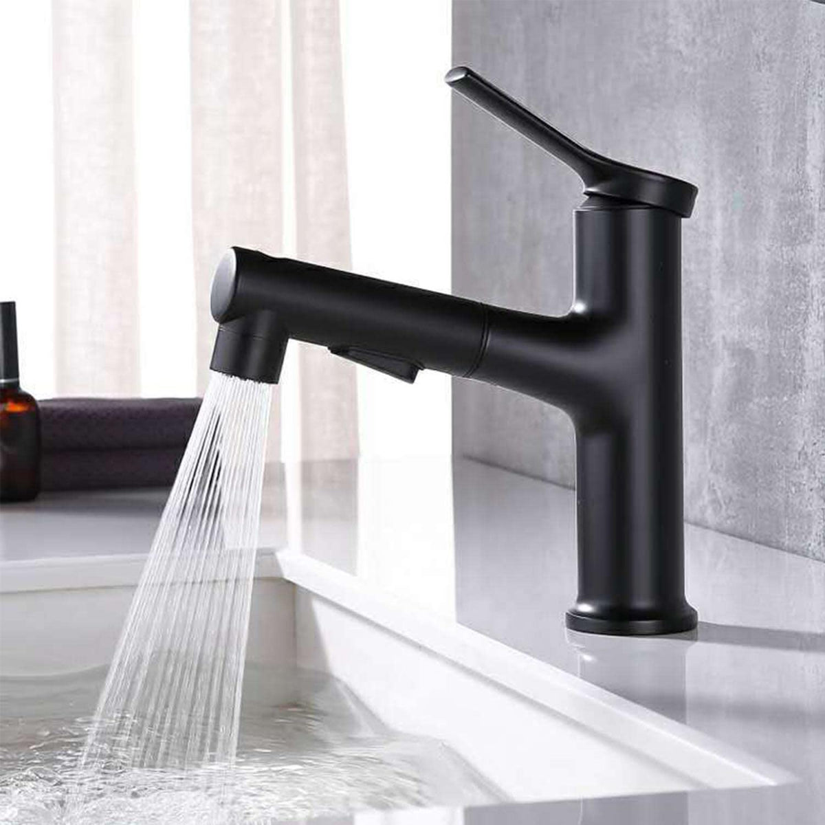 SYGA 3 Ways Basin Sink Faucet Wash Sprayer 360 Degree Rotate Deck Mount Faucet Hot and Cold Water Tap Bathroom Accessories (Alloy Black)