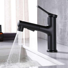 SYGA 3 Ways Basin Sink Faucet Wash Sprayer 360 Degree Rotate Deck Mount Faucet Hot and Cold Water Tap Bathroom Accessories (Alloy Black)