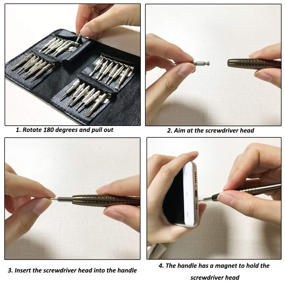 SYGA 25 in 1 Precision Screwdriver Set,Mini Repair Tool Kit for PC, Glasses, Mobile Phone, Laptop, Watch, Drone with Case