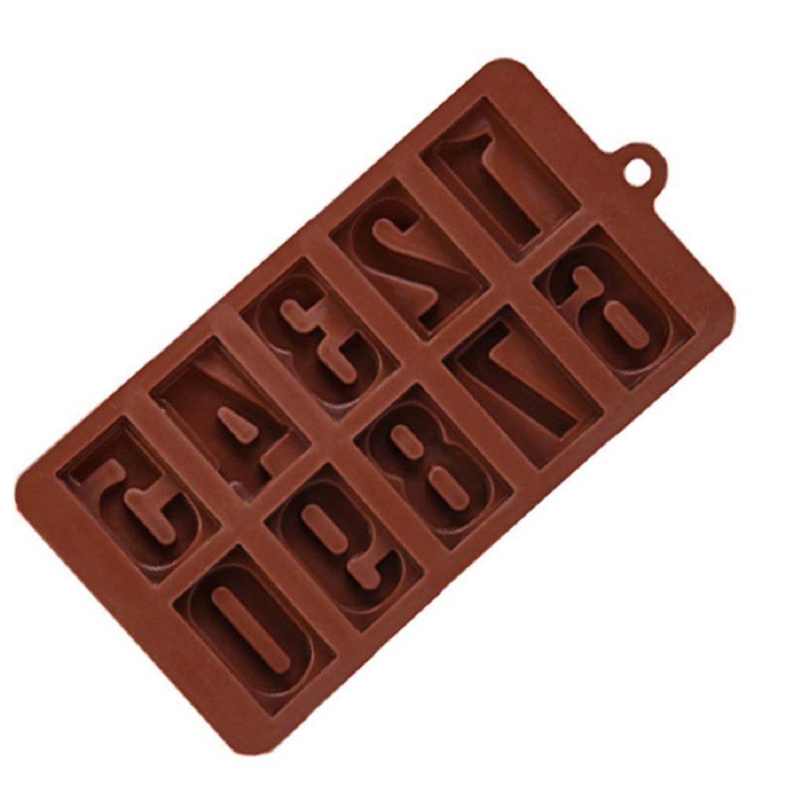 SYGA Silicone 0 to 9 Digit Chocolate Jelly Candy Mold (Brown)