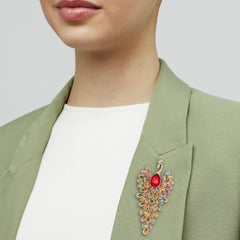 SYGA Brooch Pin Fashion Crystal Rhinestone Jewellery Pin Vintage Clothing Accessories Decoration Peacock Brooches For Men's & Women- S253