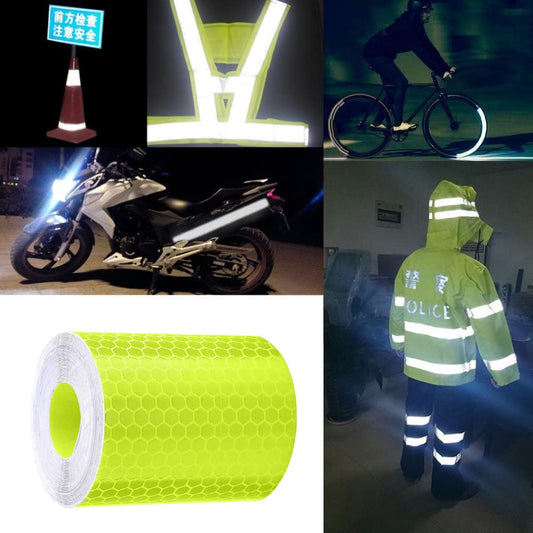 SYGA 3 Meter Reflective Warning Tape Sticker, High Visibility Safety Honeycomb Conspicuity Tapes(Fluorescent Green)