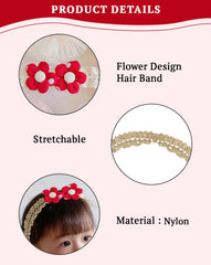 SYGA 3 Pcs Baby Girl Headband Soft Flower Bow Strechable Hairband Suitable For Newborns, Infants, Toddlers and Kids 0-3 Years(Color - 1036)