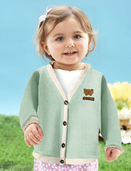 MOMISY Baby Boy & Girls Sweater Jacket Front Open Cardigan (3 to 4 Years, Light Green)