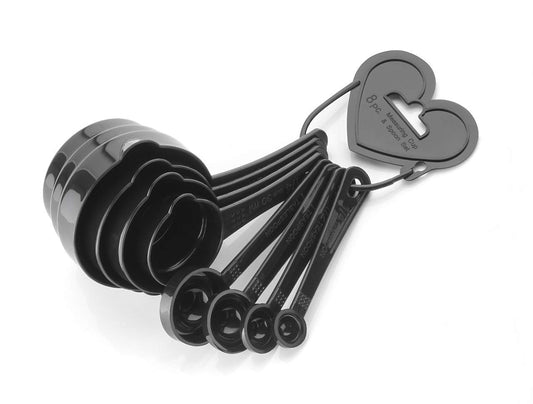 SYGA 8pcs Measuring Cup and Spoon Set, Multi Purpose Kitchen Tool, Measuring Cups for Kitchen, Measuring Cups for Baking Cake, Cake Baking Accessories, Measuring Spoons and Cups Set Black