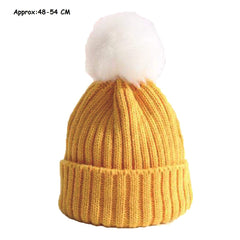 SYGA Unisex Wool Baby Cap for Kids Winter Cap, Ear Protection Woolen Pom Pom Caps 5-15 Year - Blue