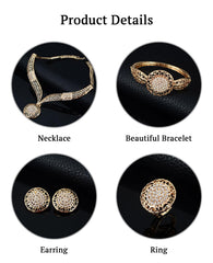 SYGA 4 Piece Jewelry Set Alloy Necklace,Earrings,Bracelet,Ring Set for Party Wedding Festive for Women & Girls Accessories