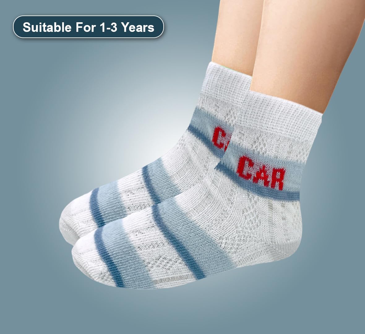 SYGA 5 Pairs Baby Girl & Baby Boy Socks, Toddlers Infant Cotton Stretch Crew Socks with Car Design, Suitable for 1-3Years baby