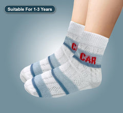 SYGA 5 Pairs Baby Girl & Baby Boy Socks, Toddlers Infant Cotton Stretch Crew Socks with Car Design, Suitable for 1-3Years baby