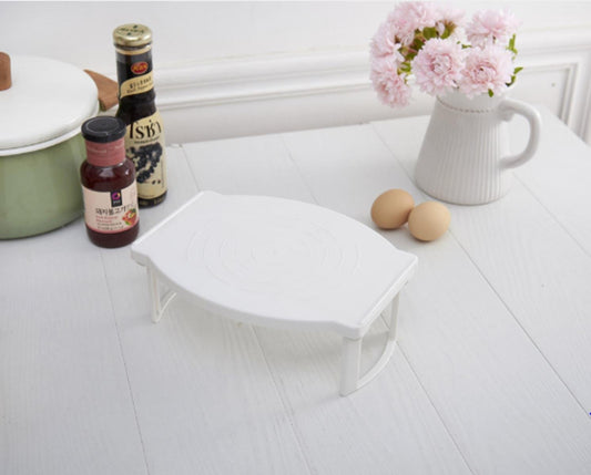 SYGA Plastic Foldable Microwave Heating Stratified Steamer Tray Double Heat Insulation Mat Storage Shelf (Medium, White),1 Count