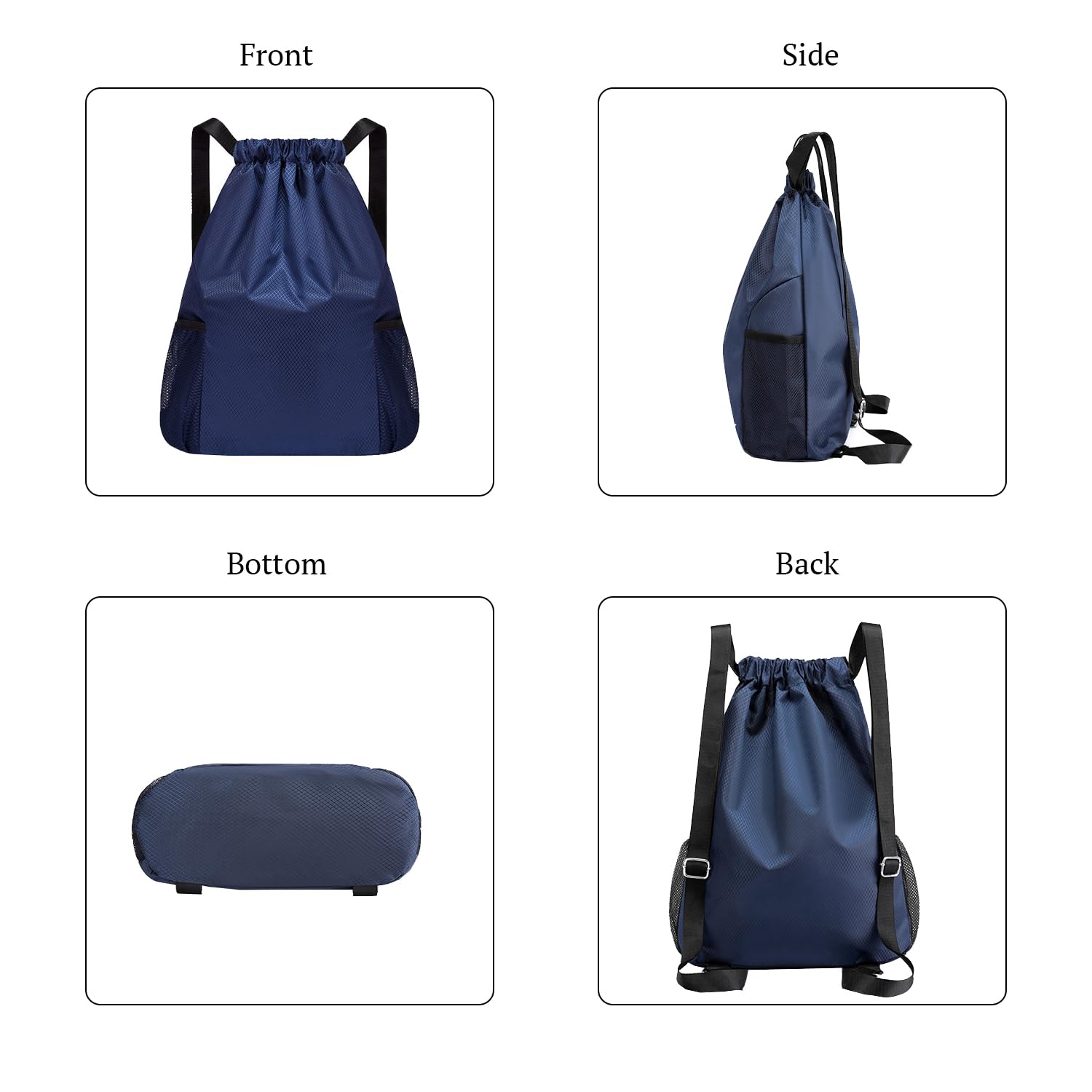 SYGA Drawstring Backpack for Gym, Yoga, Running, Swimming, Beach, Camping, Travel Bag Sports Fitness Club Student Training Bag(Navy Blue)