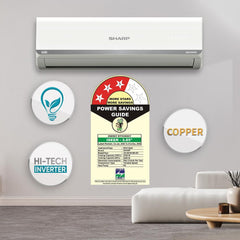 SHARP 1.5 Ton 3 Star 5-in-1 Convertible, Turbo Cool Technology, Anti-Corrosive Gold Fin Coating, Inverter Split AC, AH-SI18V3B-GC