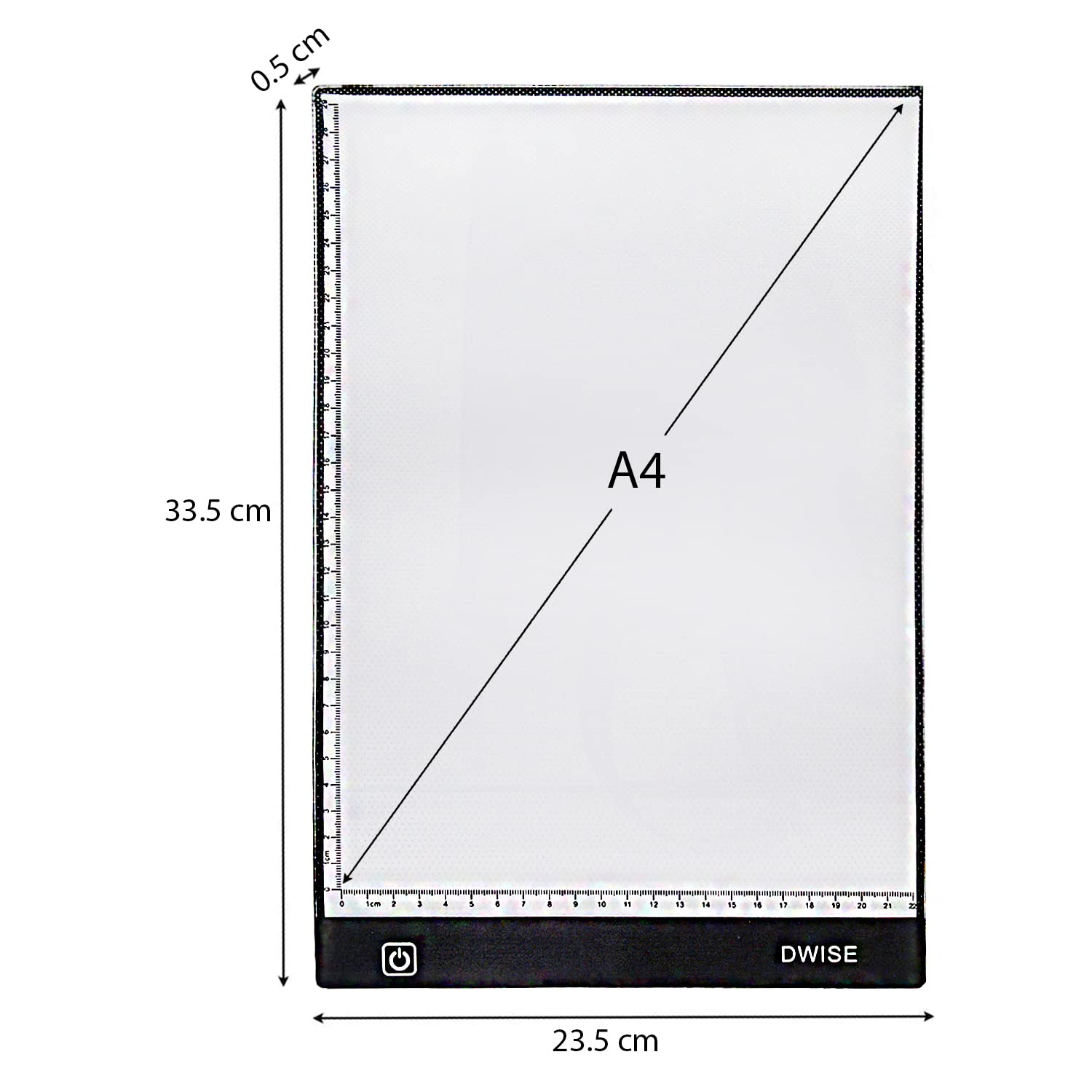 Dwise A4 Size LED Lighted Drawing Tracing Board 3 Adjustable Brightness Touch Button with Scale Measurements