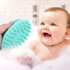MOMISY Ultra Soft 2-in-1 Body & Shampoo Brush, Exfoliating Silicone Bath Scrubber, Premium Silicone Loofah, Scalp Massager (Green)