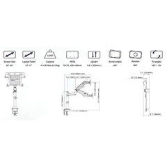 SYGA Adjustable Laptop Monitor Stand, Desk Mount with Full Motion Gas Spring Arm, Black